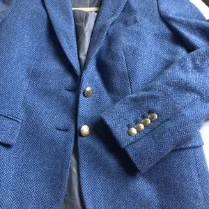 J. Crew Schoolboy blazer wool blend blue herringbone pattern size 2
